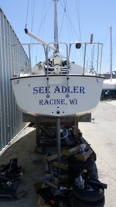 Boat Decal Graphic Racine Riverside Vinyl Name Wisconsin Sailboat Hailing Port