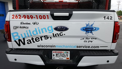 Building Waters Commercial Van Decal Graphic Plumbing HVAC Wrap Ford Pick Up Mt Pleasant Wisconsin