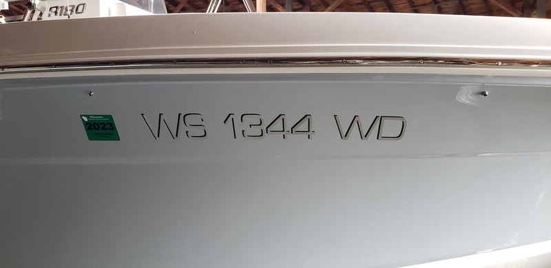 Boat Registration Numbers DNR Paint Vinyl Decals Inflatable Racine Kenosha Wisconsin Chrome 1