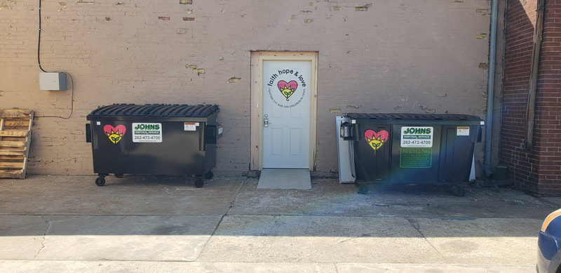 Dumpster Door Logo Decal Vinyl Graphic Racine Kenosha Wisconsin
