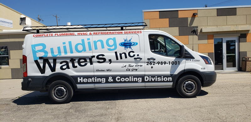 Fleet Van Graphics Commerical Business Vinyl Wrap Racine Wisconsin Heating Cooling Ford Transit (1)