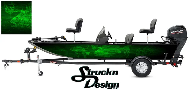Black Hunter Green Bones Skeletons Bass Fishing Fish Boat Design