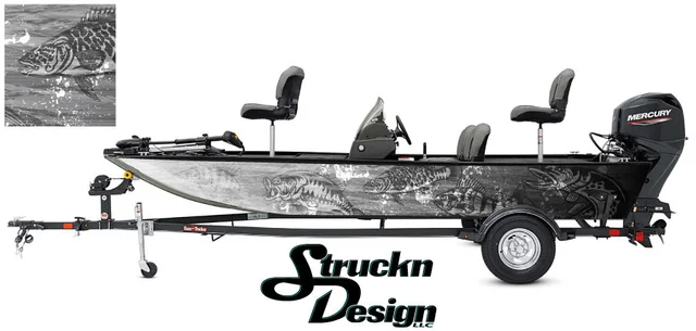 Black Hunter Grey Water Perch Musky Bass Fishing Fish Boat Design