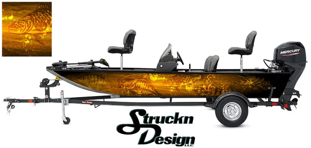 Black Hunter Orange Water Perch Musky Bass Fishing Fish Boat