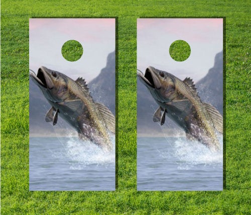 Large Mouth Bass Cornhole board game decal wraps 