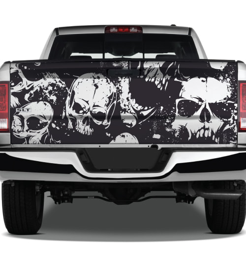 Screaming Horned Skull Tailgate Wrap Vinyl Graphic Decal Sticker Wrap 