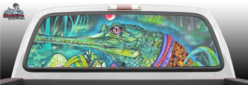 Graffiti Crocodile Vintage Abstract Rear Window Decal Graphic Truck Perf Vinyl Perforated