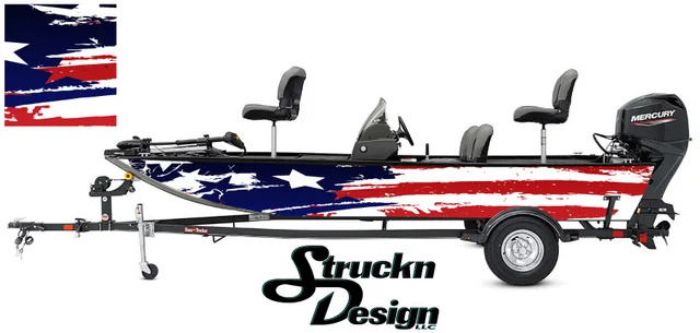 Distressed American Flag America Hunting Bass Fishing Fish Boat