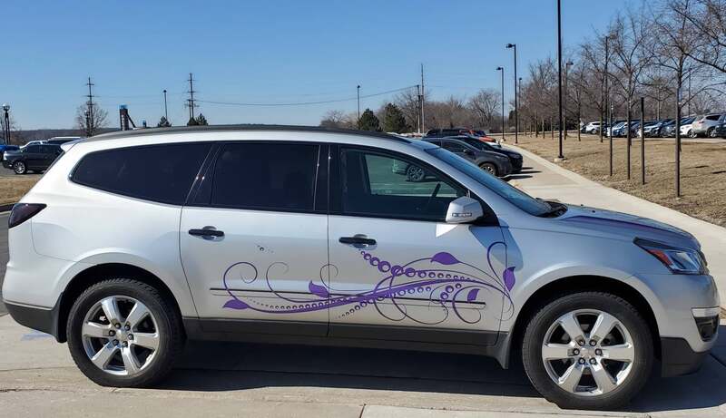 Vine Leaves Purple Vehicle Graphic Wrap Decal Racine Wisconsin Kenosha