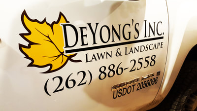 DeYong's Inc Lawn & Landscape Truck Door Decal Graphic Vehicle Pickup Racine Wisconsin