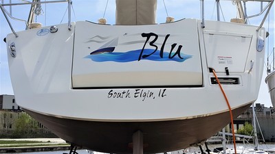 Transon Boat Decal Graphic Racine Riverside Vinyl Boat Name Sail Boat South Elgin, Illinois Hailing port