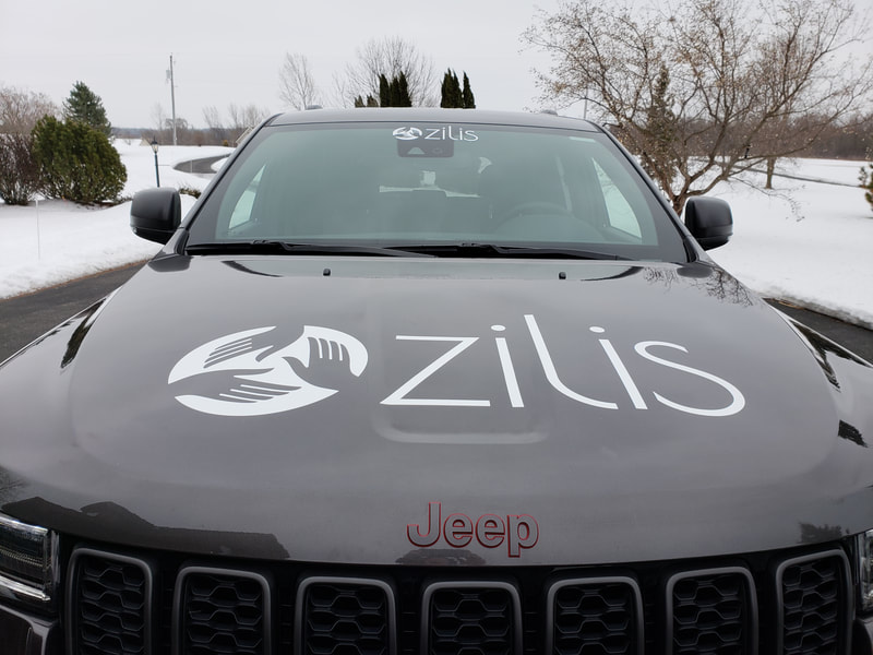 Zilis CBD Oil Jeep Installation Window Lettering Commercial Business Decal Graphics Sturtevant Wisconsin