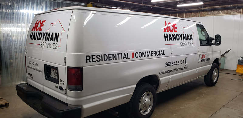 Ace Handyman Fix Repair Vehicle Wrap Graphics Decal Kit Installation Racine Kenosha Wisconsin