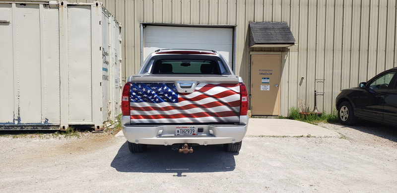 American Flag USA Vivid Tailgate Vehicle Graphic Wrap Racine Kenosha Wisconsin