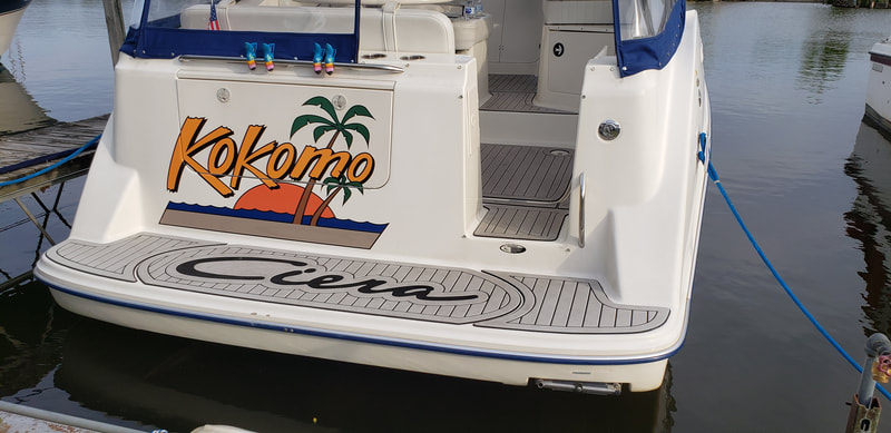 Boat Name Graphic Colorful Vinyl Decal Racine Wisconsin