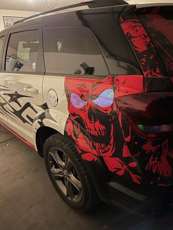 Bright Red Skulls Vehicle Graphic Wrap SUV Tailgate Hood Rocker Racine Kenosha Wisconsin (4)