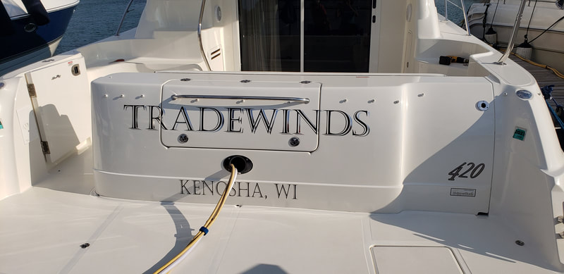 Custom Sailboat Pontoon Boat Name Graphics Lettering Vinyl Decal Racine Kenosha Wisconsin (2)