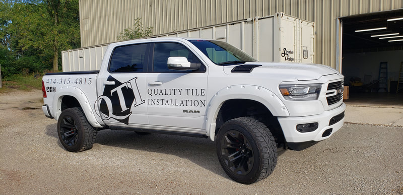 Commercial Truck Installation Vehicle Graphic Wrap Satin Black Business Racine Kenosha Wisconsin