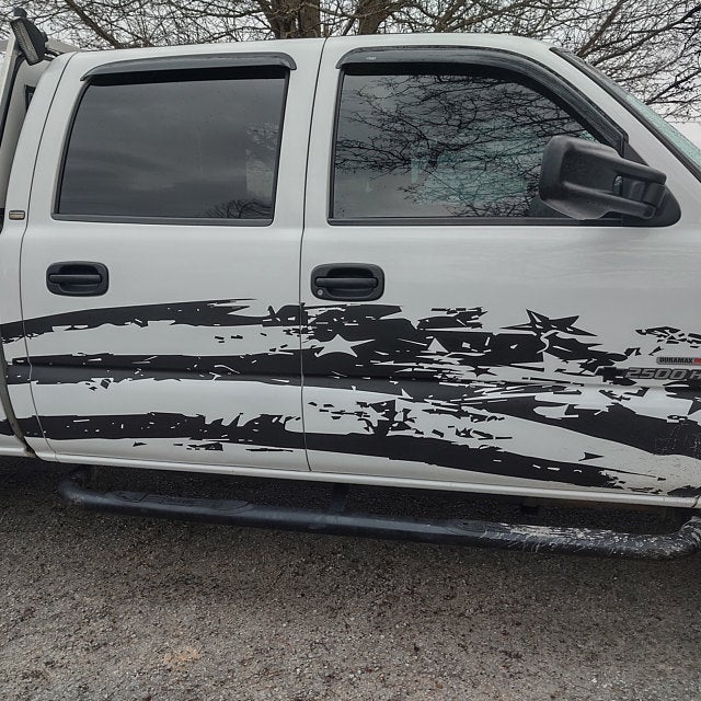 Distressed American USA Flag  Side Vehicle Graphic Racine Kenosha Wisconsin Splatter