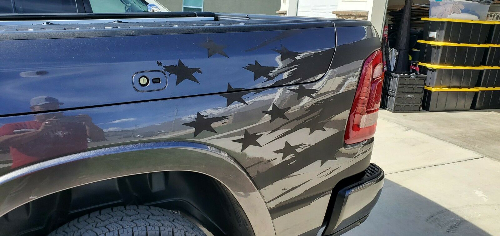 Distressed American USA Flag  Side Vehicle Graphic Racine Kenosha Wisconsin Splatter