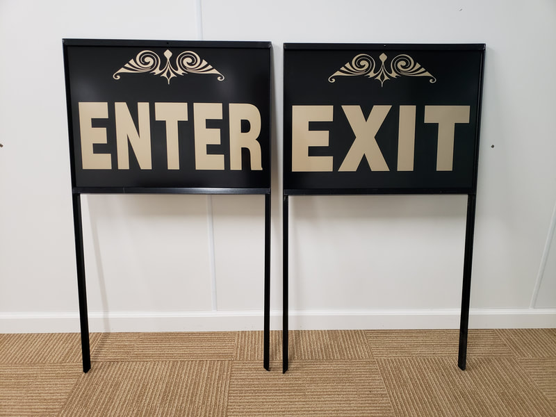 Enter Exit Signs Business Location Parking Lot Racine Wisconsin