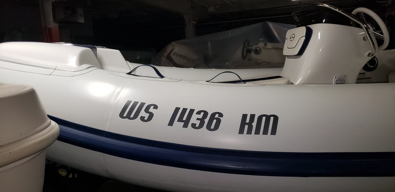 Hypalon PVC Inflatable Boat Lettering Paint Stencil DNR Regulations Walker Bay Gala Achilles Racine Kenosha Wisconsin Grey Text (1)