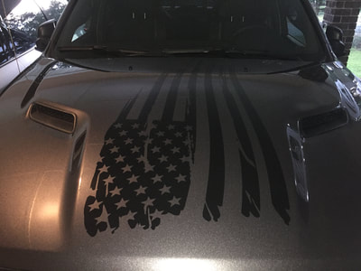 American Flag Hood Decal Dodge Ram