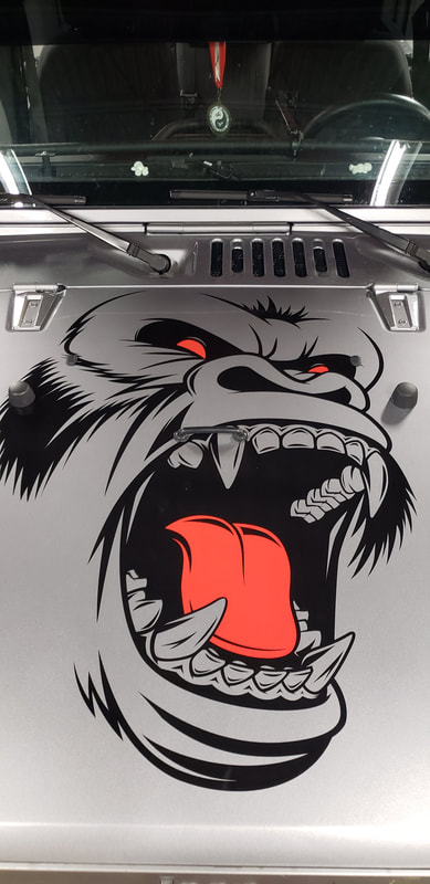 Jeep Wrangler Gorilla Vinyl Decal Angry Sasquatch Graphic