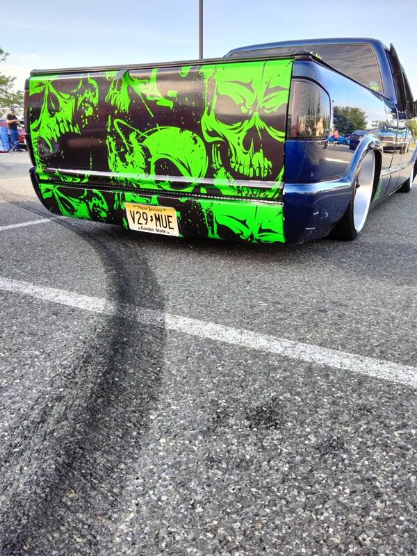 Lime Green Skulls Vehicle Graphic Wrap Pickup Truck Tailgate Hood Rocker Racine Kenosha Wisconsin (4)