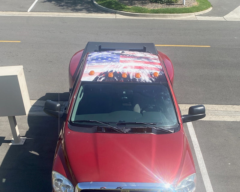 Patriotic Roof Wrap Bald Eagle American Flag Vehicle Graphic Vinyl Decal Racine Kenosha Wisconsin