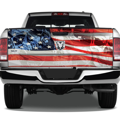 Window Perforated Graphics American Flag Camouflage Red Tailgate Wrap Vinyl Graphic Decal Sticker for Trucks 