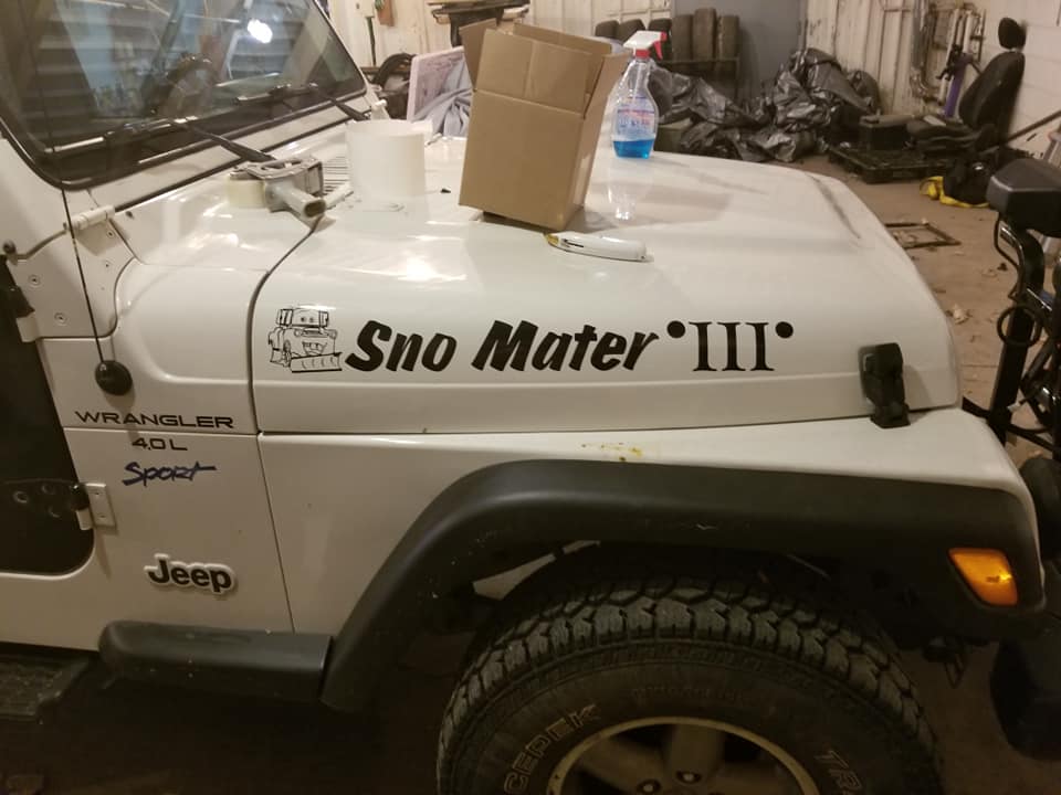 Sno Mater Jeep Wrangler Text Commercial Decal Graphic Lettering