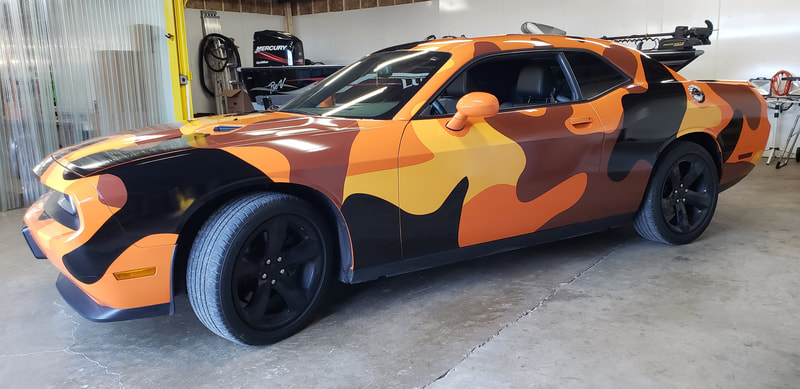 Urban Custom Camo Camoflauge Vehicle Wrap Vinyl Graphic Decal Racine Wisconsin Dodge Challenger