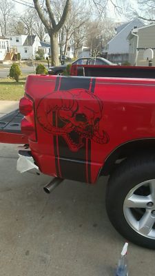 Dodge Ram Skull Stripe Pickup Pick Up Bed Side Decal Graphic