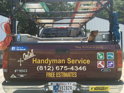 On Call Handyman Service Decal Graphic Pick Up Truck Racine Wisconsin Lettering