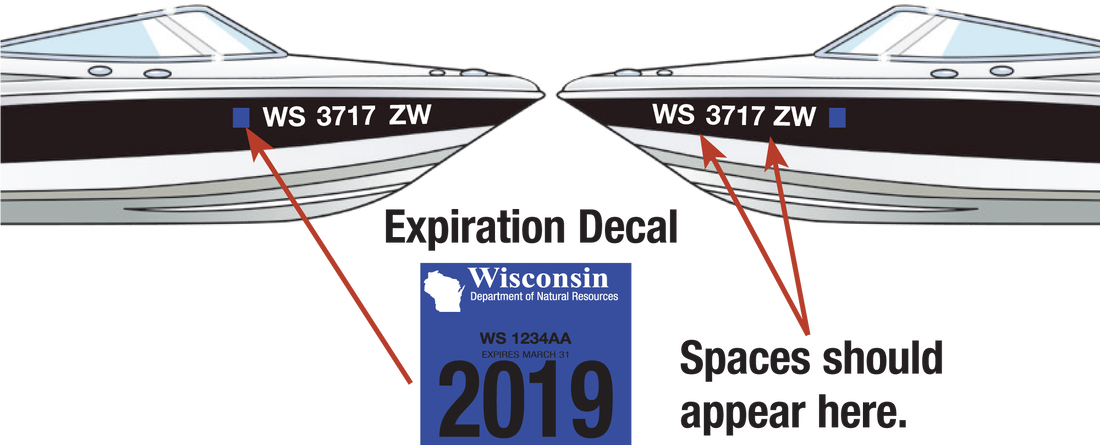 Wisconsin DNR Boat Number Regulations Decal