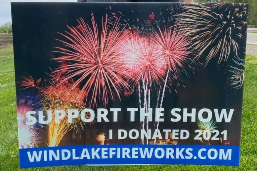Yard Sign Fireworks 24x18 Full Color Both Sides Racine Kenosha Wisconsin