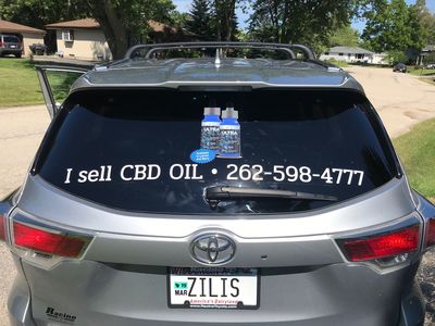 Zilis CBD Oil Rear Window Lettering Commercial Business Decal Graphics Sturtevant Wisconsin